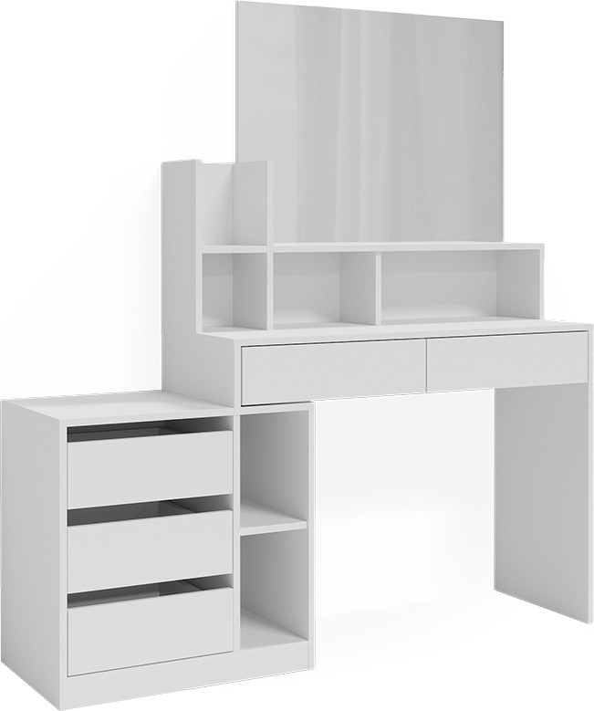 Kaptafel Vicco Anja Wit met spiegel, Breedte: 139.8 cm