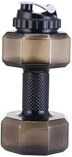Universal Stock Gym Water Bottle Dumbbell Shape Fitness Water Jug With Carry Handle black