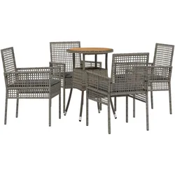 vidaXL 5-teiliges Gartenset in Grau aus Poly-Rattan