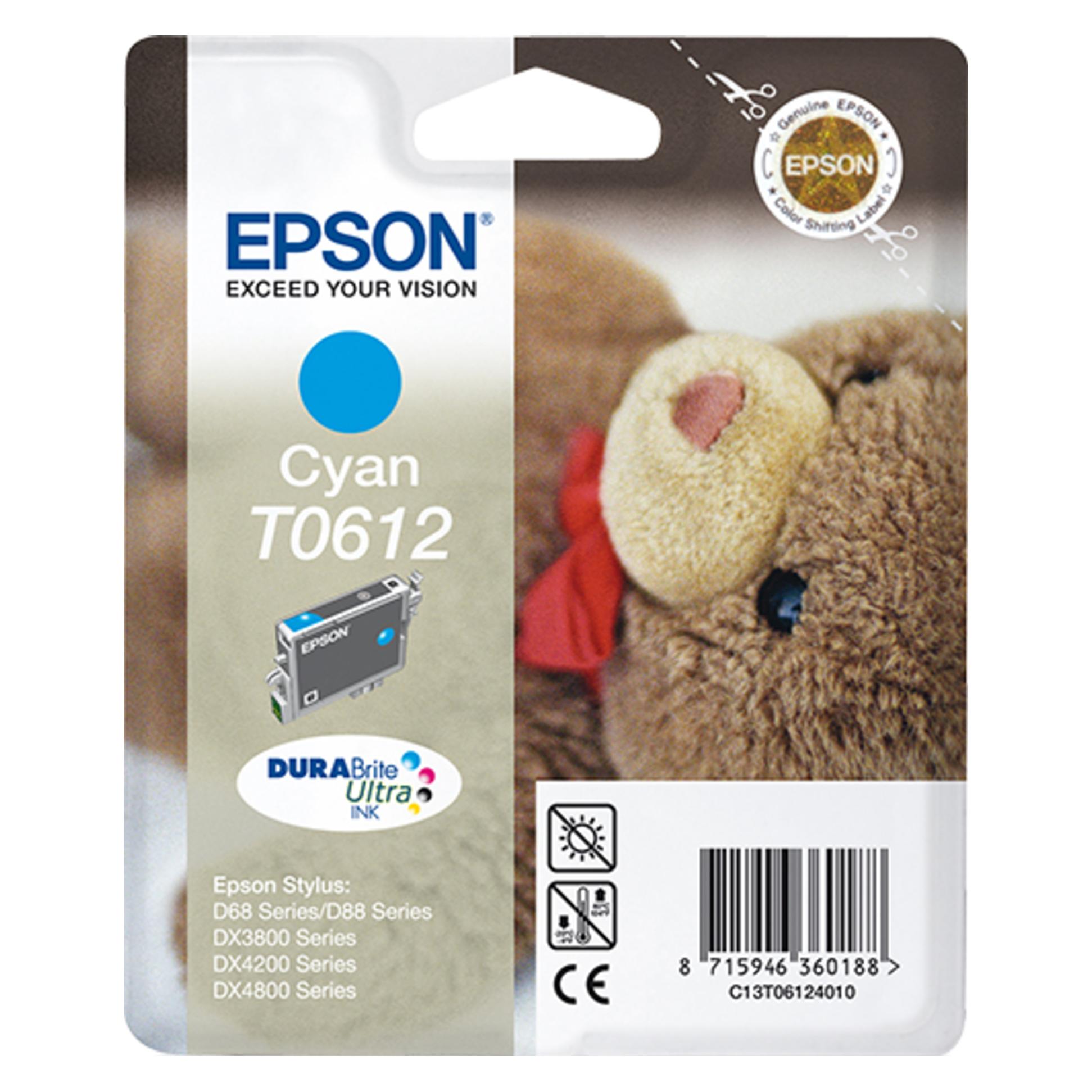 Epson Original T0612 Druckerpatrone cyan 250 Seiten 8ml (C13T06124010) (Y) (C13T061240)