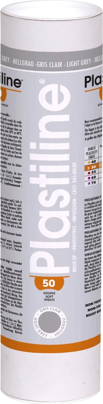 Plastiline modelleerklei, 1 kg, hardheidgraad 50 (zacht), Lichtgrijs 1650T