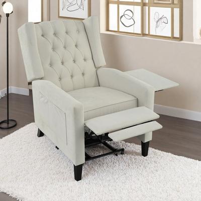 Pushback Recliner Chair with Foldable Side Table and USB Charging, Modern Adjustable Accent Chair