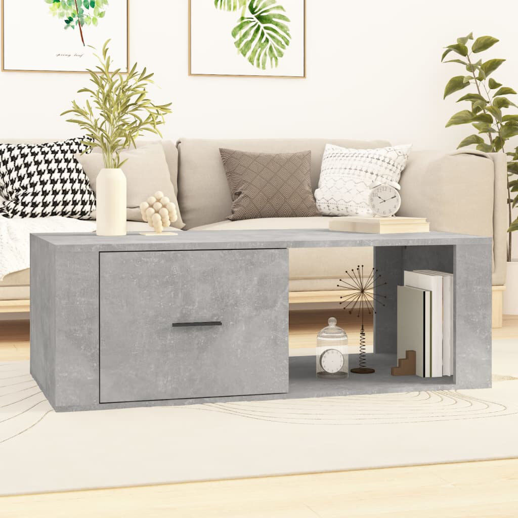 Alpen Home Rolph Floor Shelf Coffee Table with Storage Concrete Grey