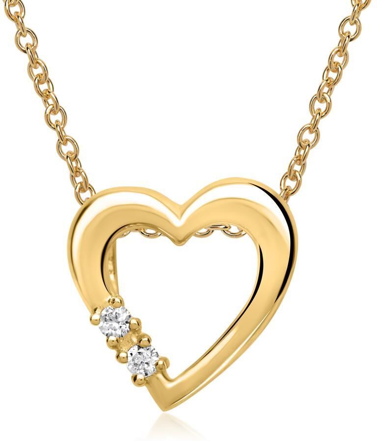 Unique 585er Gelbgold-Kette Herz 2 Diamanten gold