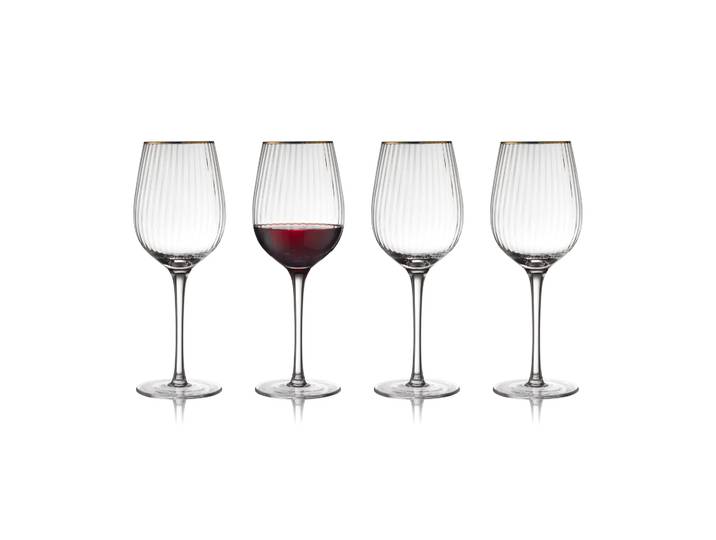 Lyngby Glas Verre à vin rouge Palermo Gold 40 cl, lot de 4 Transparent-or