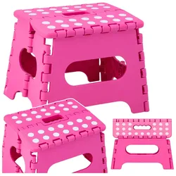 Klapphocker mit Fußstütze, rutschfest, rosa, 24 x 19 cm