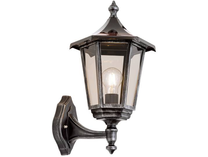 Wandlampe aussen Hermine schwarz/silber Siluminguss B 30 cm