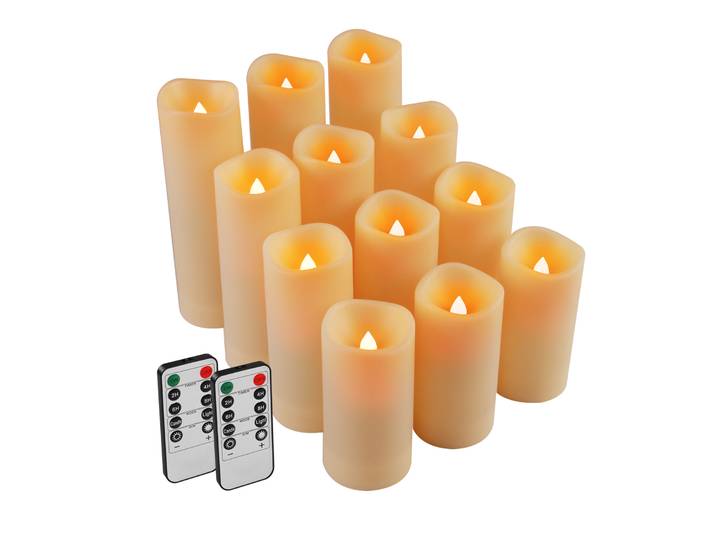 Bougie LED sans flamme avec télécommande, bougie chauffe-plat scintillante, fonctionnement à piles ci-après, décoration de la maison et du mariage, paquet de 12 pièces
