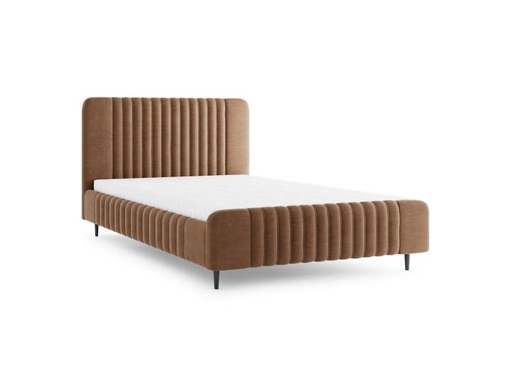 Deine Möbel 24 Polsterbett Auro 11 160/200 cm in Velours Braun, 160x200 cm, Schlafzimmer, Betten, Polsterbetten