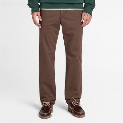 Chinohose TIMBERLAND "CLAREMONT Twill Chino Pant (Straigh", Herren, Gr. 30, Länge 32, braun (chocolate braun), Obermaterial: 97% Baumwolle, 3% Elasthan, Hosen Chinohose, Twill-Chinohose, mit sportlichem Charakter