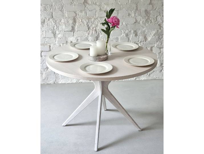 Table ronde plaquée Lynda Ø 100cm Blanc/Blanc