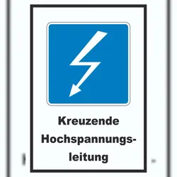 HB-Druck Hochspannungsleitung Kreuzt Symbol und Text A0 (841x1189mm)