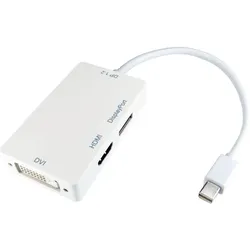 Cables Direct 15cm Mini Disp Port Hdmidvi Wht Adap (0.15 m), Videokabel, Weiss