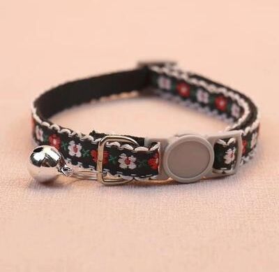 Inspired Finds BloomBelle Floral Embroidered Lace Cat Collar With Bell midnight Bloom
