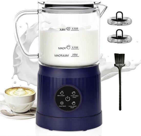 Casimhu Melkopschuimer Glas - Automatische Opschuimer - Blauw - Transparant