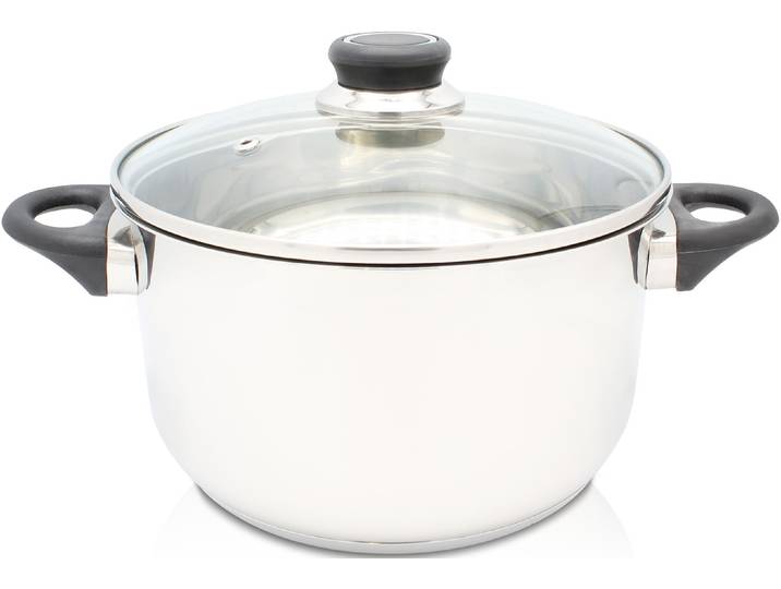 Fleischtopf KRÜGER Denver , silber, B:24cm H:14cm L:37cm Ø:24cm, Töpfe, Fleischtopf, 3-Schichten-Thermoboden, Induktion