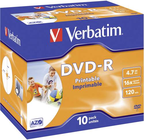 Verbatim 43521 DVD-R Rohling 4.7GB 10 St. Jewelcase Bedruckbar