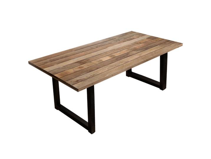Mid.you Esstisch, Natur, Schwarz, Holz, Metall, Mangoholz, massiv, rechteckig, Kufe, 100x77x180 cm, Esszimmer, Tische, Esstische