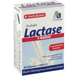 LACTASE 14000 FCC Tabletten im praktischem Spender. Vegan 80 St