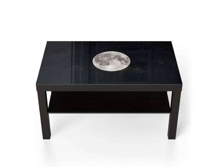DEQORI Glastisch schwarz groß 90x50 cm Motiv Mondnachtzauber ausgefallener Beistelltisch aus Glas Hochglanz Couchtisch fürs Wohnzimmer moderner Couch Tisch mit Design