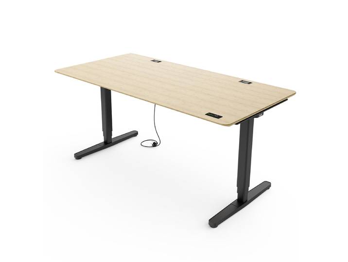 Elektrisch höhenverstellbarer Schreibtisch 180x80 cm, Bambus/Schwarz - Yaasa Desk Pro mit Bambus-Tischplatte