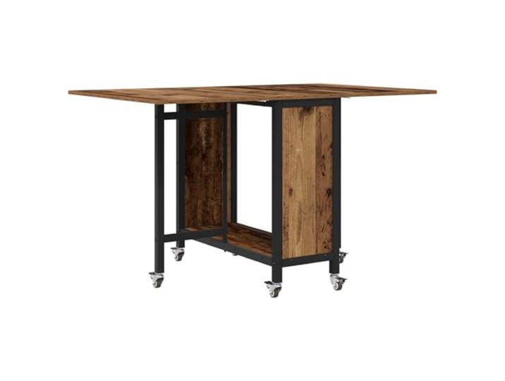 HBBMGYD Klappbarer Esstisch mit Rollen, 130 x 80 x 76,5 cm Wasserbeständiges Holz, sechs feststellbare Räder, Aufbewahrungsregal, unabhängige faltbare Ablagen