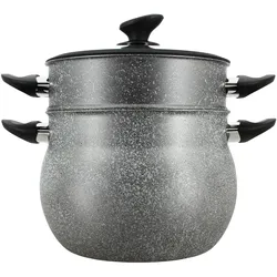 Menastyl Couscoussier aus Aluminium, Pfanne + Kochtopf, Schwarz, Grau