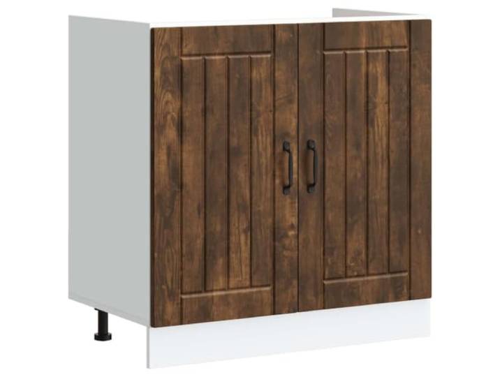 fsahslih Küchenunterschrank Lucca 80x46 cm Räuchereiche Holzwerkstoff Höhenverstellbare Füße für die Küche, robuster Holzwerkstoff mit Türen und Ablage, formschön im Räuchereiche-Design.