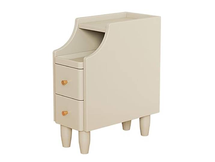 Nachttische aus Massivholz, schmaler Nachttisch, Nachttisch mit Schublade, Kleiner Nachttisch, Nachttisch mit Schublade (Farbe: Bianco, Größe: 20 cm)