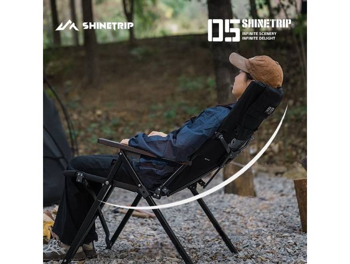 Chaise pliante de camping ShineTrip réglable avec appui-tête, rangement compact, en alliage d'aluminium, fauteuil tactique portable