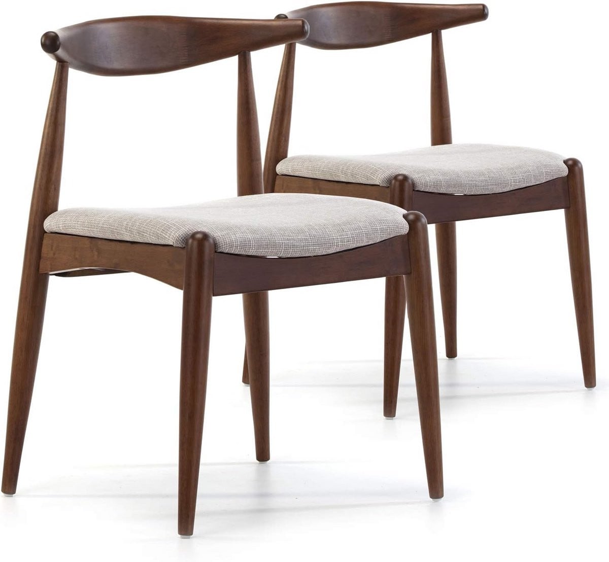 Set van 2 Eetkamerstoelen van Massief Walnoothout