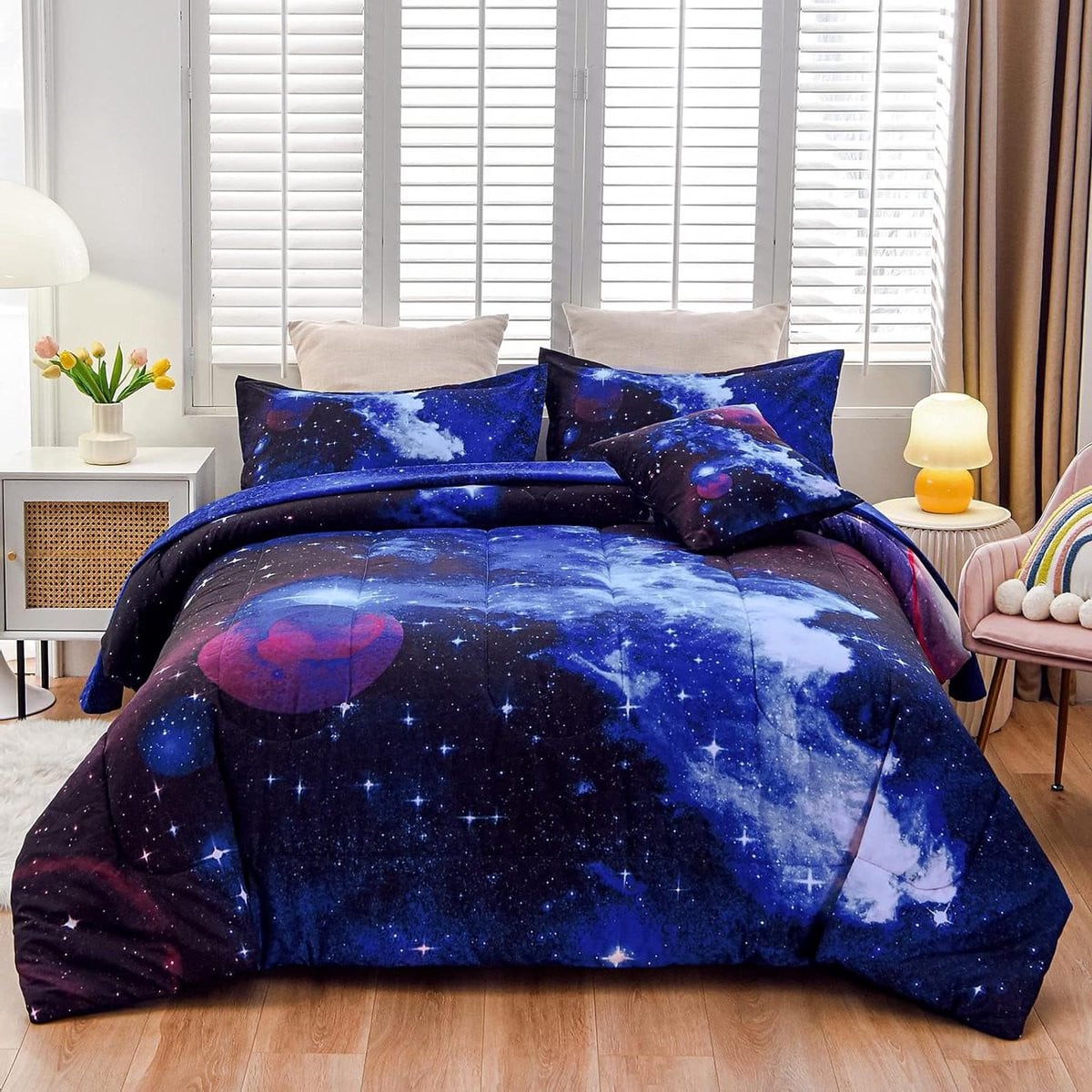 Blauwe Dekbedset met 3D Galaxy Print voor Volwassenen