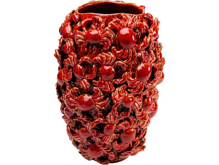 Dekovase KARE DESIGN Crabs 39cm , rot, B:26,6cm H:39cm T:25,5cm, Steingut, Vasen, Dekovase