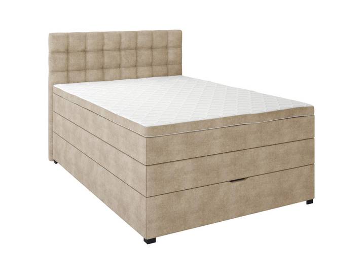 Boxxx Boxspringbett, Beige, Kunststoff, H3, 120x200 cm, gepolstertes Kopfteil, Topper durchgehend, In verschiedenen Grössen erhältlich, Schlafzimmer, Bett, Einzelbetten