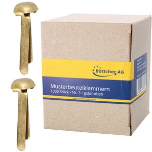 Böttcher-AG Musterbeutelklammern Ø 7mm, Rundkopf, gold, Länge 20mm, 1000 Stück
