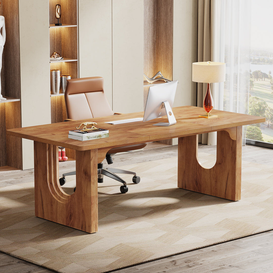 Blue Elephant Joonyoung 70.89'' W Rectangle Executive Desk Brown 75cm H X 180cm W X 80cm D