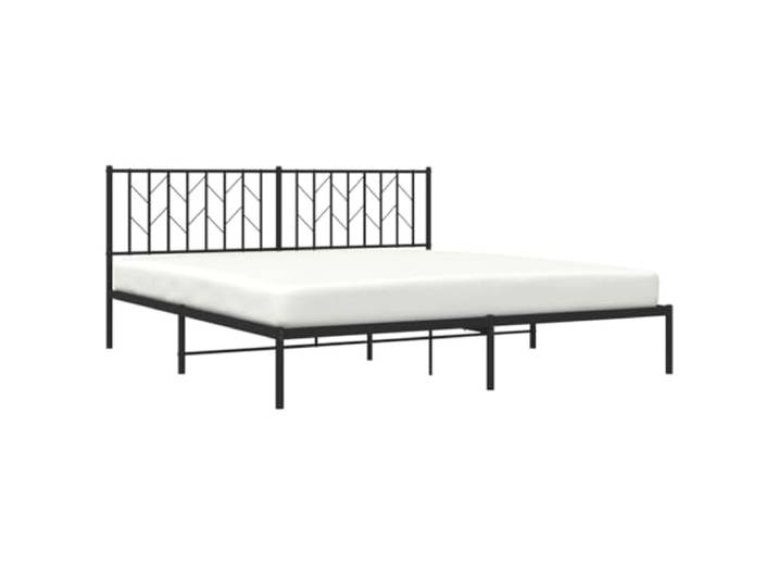 KTHLBRH Bettgestell mit Kopfteil aus Metall, schwarz, 183 x 213 cm Lattenrost aus Stahl, Lattenrost inklusive, Bodenabstand 26 cm, Montage erforderlich