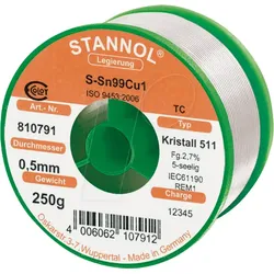 STA 511 TC 0,3 - Lötzinn bleifrei mit Kupferanteil,Ø 0,3 mm, 250 g