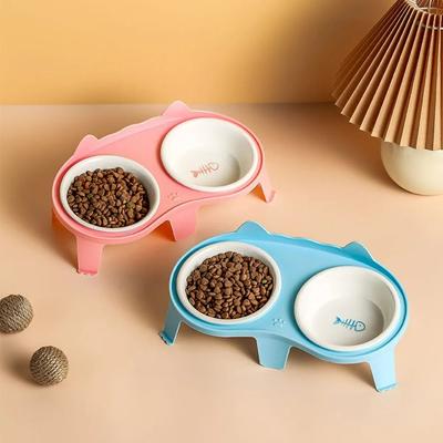 Uplift Essentials Elevated Ceramic Dual Pet Feeding Station pink