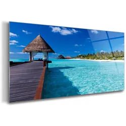 GLASBILD 140x70 cm Tropische Insel