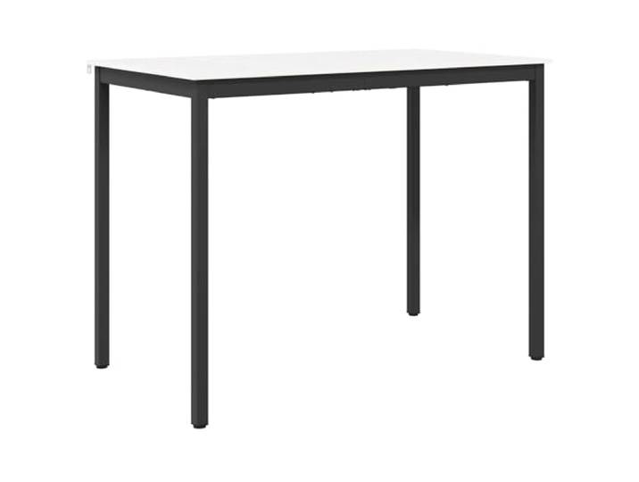 HAQWRDQSG Bartisch Weiß 140x80x105 cm Massivholz Kiefer Stehtisch Robuster Barmöbel Tisch mit H-Form Metallbeinen für 80 kg Belastung in Küche und Esszimmer.