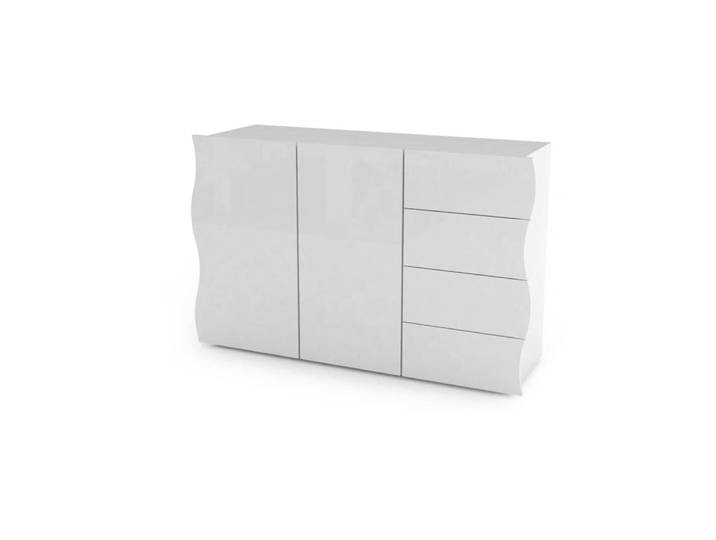 Buffet effet bois blanc brillant 124x40 cm