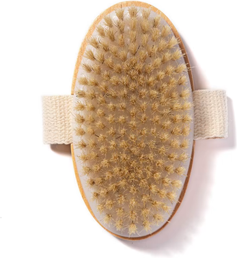 Market Central Natural Boar Bristle Body Brush With Bamboo Back Scrubber 1pcs
