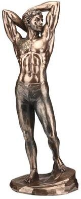Veronese Design 11.81 inches Height Cold Cast Bronze Tattooed Male in Tights Stretching Pinup Pose Bronze Finish Figurine