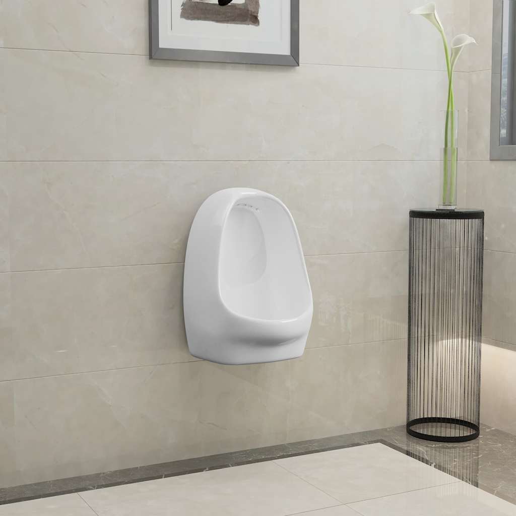 vidaXL Urinoir suspendu avec valve de chasse d'eau Céramique Blanc