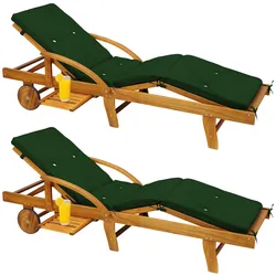 Gartenliege Tami Sun® 2er-Set Akazie inkl Auflage Grün