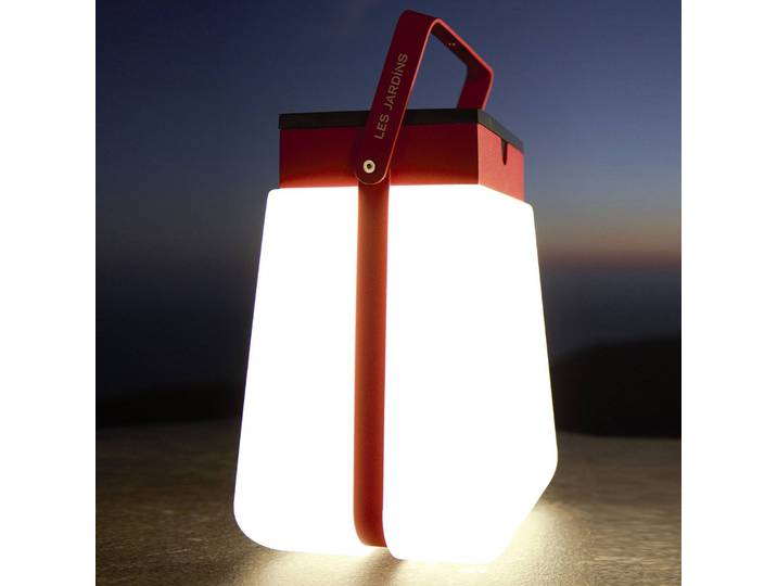Les Jardins LED-Solarlaterne Bump 300 tragbar, rot 300, dimmbar, rot, Kunststoff, Laternenform