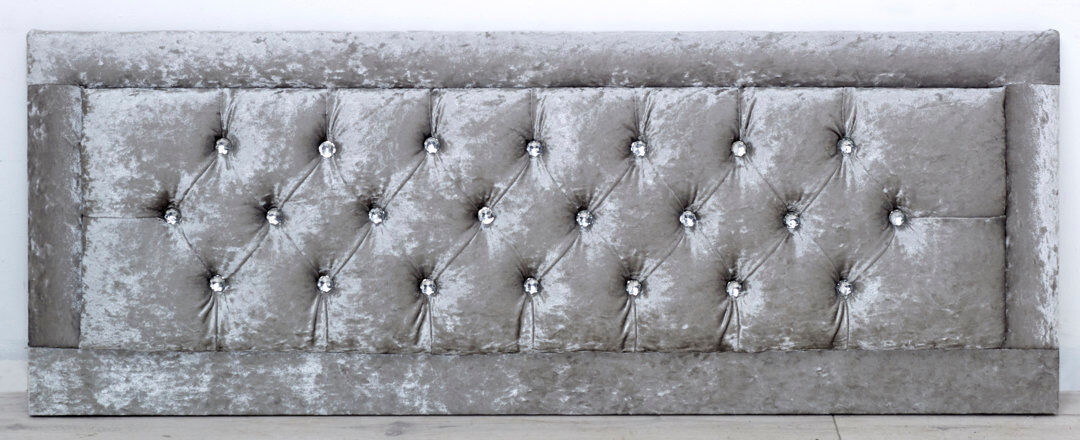 Mercer41 Tabor Upholstered Velvet Headboard Silver Double (4'6)