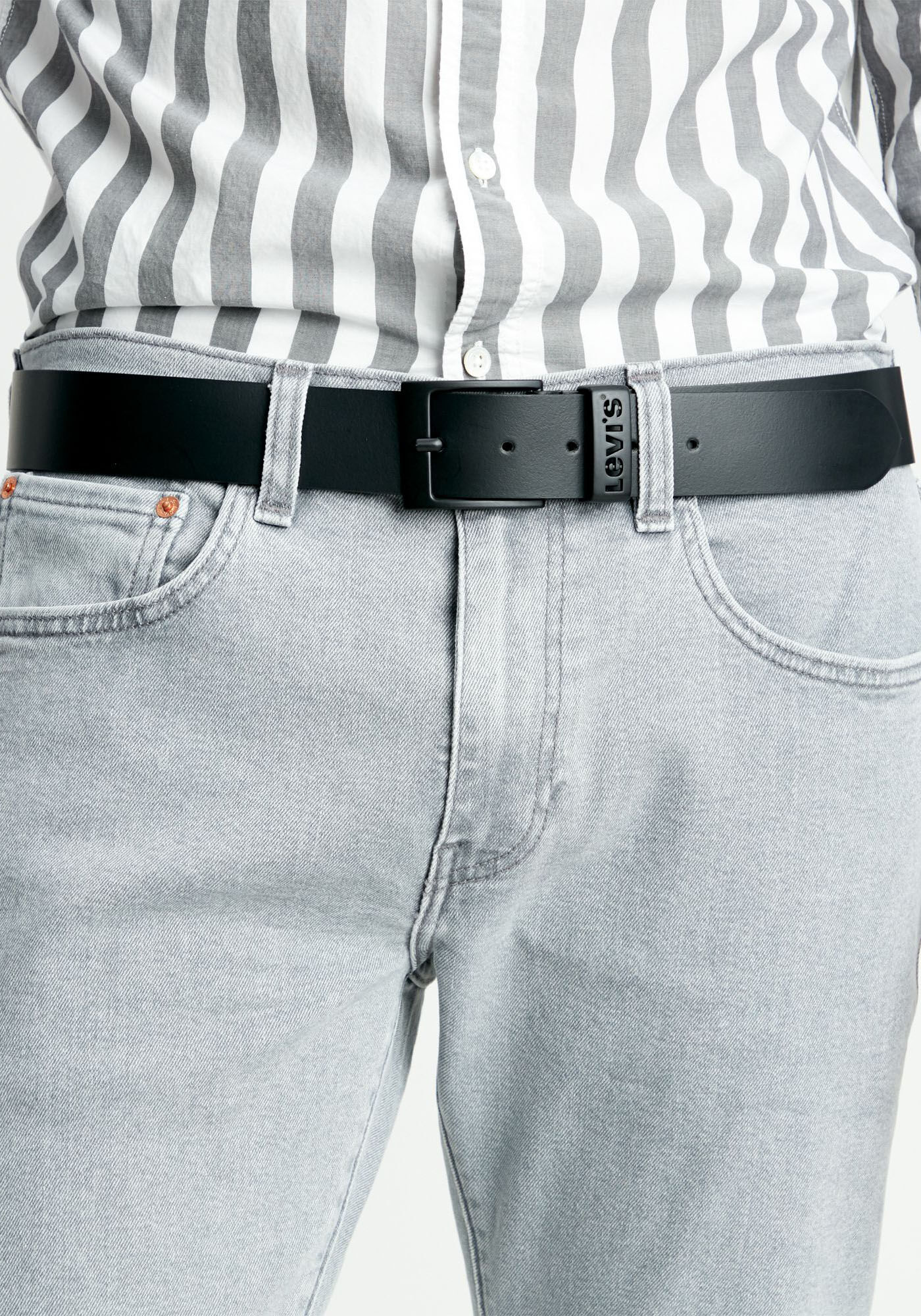 Ledergürtel LEVI'S "ASHLAND METAL GÜRTEL", Damen, Gr. 80, schwarz, Leder, Gürtel Ledergürtel schwarz 80