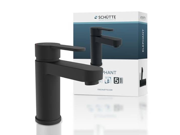 Schütte Elephant 34216 Mitigeur de lavabo élégant Trou pour Barre Excentrique\, Robinet de Salle de Bain Noir Mat